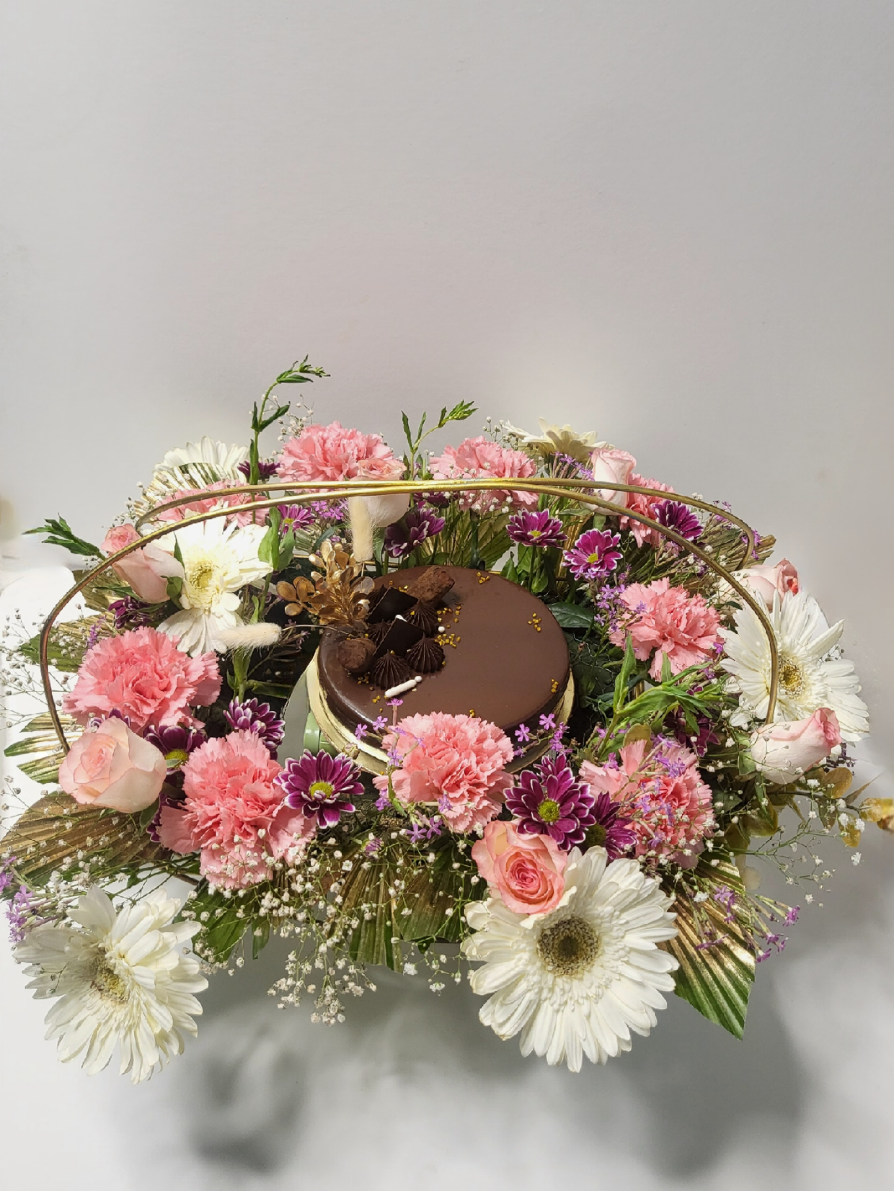 Rose & Pistachio Floral Basket